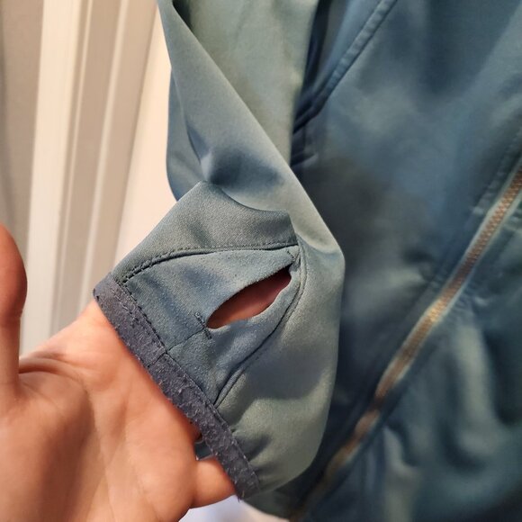 SWISS ALPS Hooded Softshell Jacket Fleece Lined Teal Blue Thumbholes -L - Picture 5 of 6